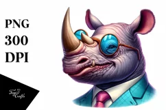 Colorful Rhino Portrait with Retro es | Clipart Product Image 1