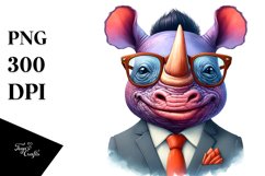 Colorful Rhino Portrait with Retro es | Clipart Product Image 1