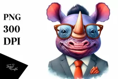 Colorful Rhino Portrait with Retro es | Clipart Product Image 1
