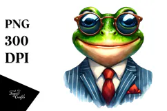Funny Frog in Retro es and Suit | Sublimation Clipart Product Image 1