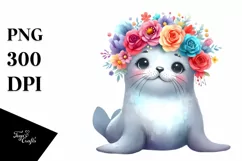 Vibrant Flower Crown Seal, PNG Product Image 3