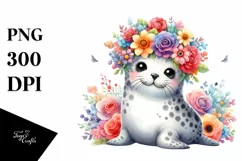 Vibrant Flower Crown Seal, PNG Product Image 1