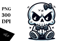 Aggressive Sugar Skull with Bow Tie PNG Product Image 1