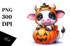 Cute Baby Cow Dressed for Halloween, Transparent PNG Product Image 1