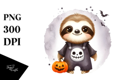 Retro Sloth on Halloween, PNG Product Image 1