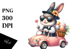 Bunny in Car with Eggs PNG Product Image 1