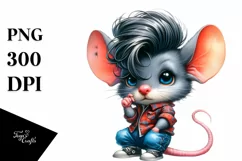 Cute Baby Mouse Posing in Jeans PNG Product Image 3
