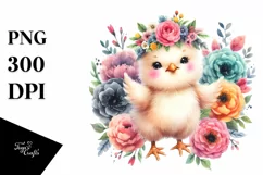 Cute Baby Chicken Dressed, Flowers Clipart Product Image 3