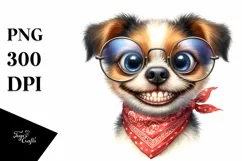 Funny Dog Watercolor Clipart Product Image 1