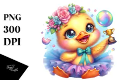 Baby Duck with Tutu and Soap Bubble PNG Product Image 1