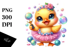 Baby Duck with Tutu and Soap Bubble PNG Product Image 1