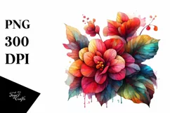 Abstract Begonia Shiny Watercolor Clipart Product Image 3