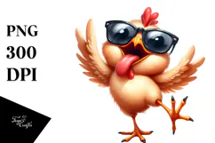 Exaggerated Chicken with Sunglasses PNG Product Image 1