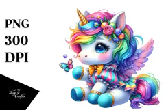 Funny Cute Unicorn Dressed Up, Style PNG Product Image 1