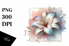 Pastel Lily with Golden Insertions, PNG Product Image 3