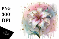 Pastel Lily with Golden Insertions, PNG Product Image 3