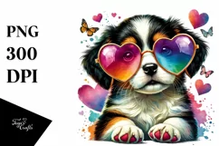 Puppy with Heart Sunglasses PNG Product Image 1