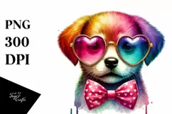 Puppy with Heart Sunglasses PNG Product Image 1