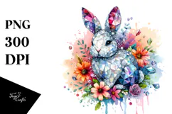 Colorful Diamond Bunny on Splashy Background PNG Product Image 1