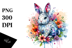 Colorful Diamond Bunny on Splashy Background PNG Product Image 1