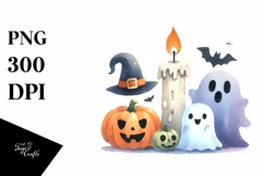 Simple Candle Halloween Clipart, PNG Product Image 1