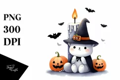 Funny Halloween Clipart Candle PNG Product Image 1