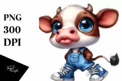 Expressive Baby Cow with Big Eyes | Sublimation Clipart Product Image 1