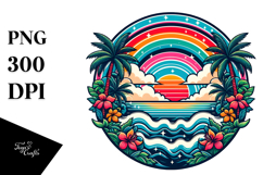 Retro Tropical Rainbow Sunset, 20 oz Tumbler Product Image 1
