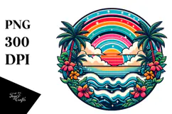 Retro Tropical Rainbow Sunset, 20 oz Tumbler Product Image 1