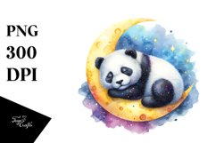 Colorful Panda Sleeping Moon | Sublimation | Clipart Product Image 3