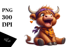 Goofy Highland Cow with Bandana PNG Product Image 1