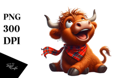 Goofy Highland Cow with Bandana PNG Product Image 1