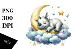 Cute Baby Rhino Sleeping PNG Product Image 1