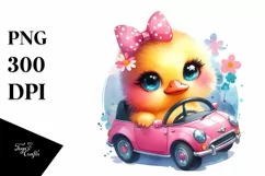 Vibrant Smiling Baby Duck in Car | Clipart Product Image 1