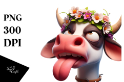 Exaggerated Cartoon Cow Digital Art Product Image 1