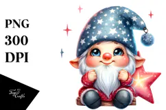 sitting,Baby Gnome on Star PNG Product Image 1
