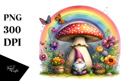 Colorful Gnome House Mushroom Clipart Product Image 1