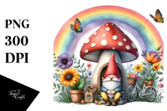 Colorful Gnome House Mushroom Clipart Product Image 1