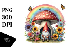 Colorful Gnome House Mushroom Clipart Product Image 1