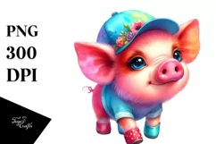 Colorful Cute Baby Pig Clipart Product Image 3