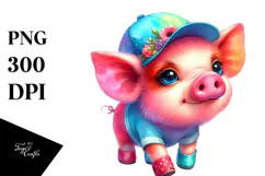 Colorful Cute Baby Pig Clipart Product Image 1