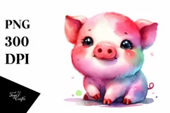 Colorful Cute Baby Pig Clipart Product Image 3