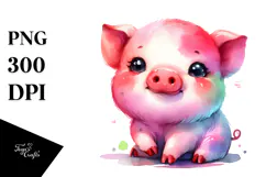 Colorful Cute Baby Pig Clipart Product Image 1