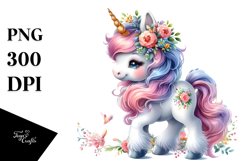 Baby Unicorn in Swedish Countryside PNG Product Image 3