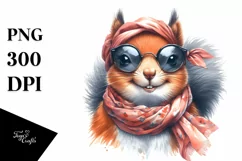 Whimsical Squirrel Portrait with Silk Scarf | Clipart Product Image 1