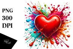 Digital Red Glossy Heart, Transparent PNG Product Image 1
