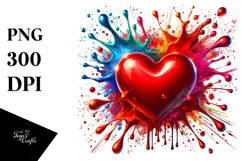 Colorful Red Glossy Heart PNG Product Image 1