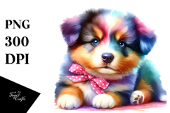 Colorful Baby Dog Watercolor Clipart Product Image 1
