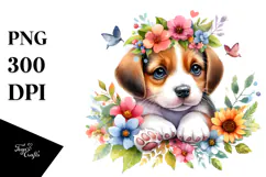 Colorful Baby Dog Watercolor Clipart Product Image 1