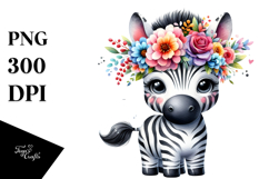 Zebra with Flower Crown | Clipart Product Image 1